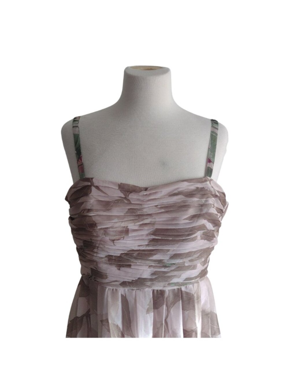 Adrianna Papell Floral Chiffon Formal Dress 12 Beige Magenta Glam Prom Dress - Picture 4 of 12